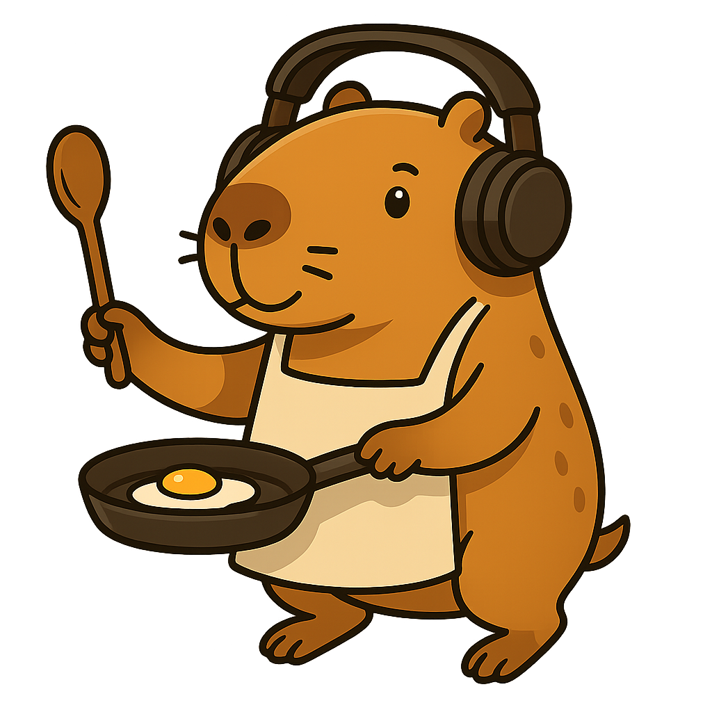 Капибара готовит на кухне